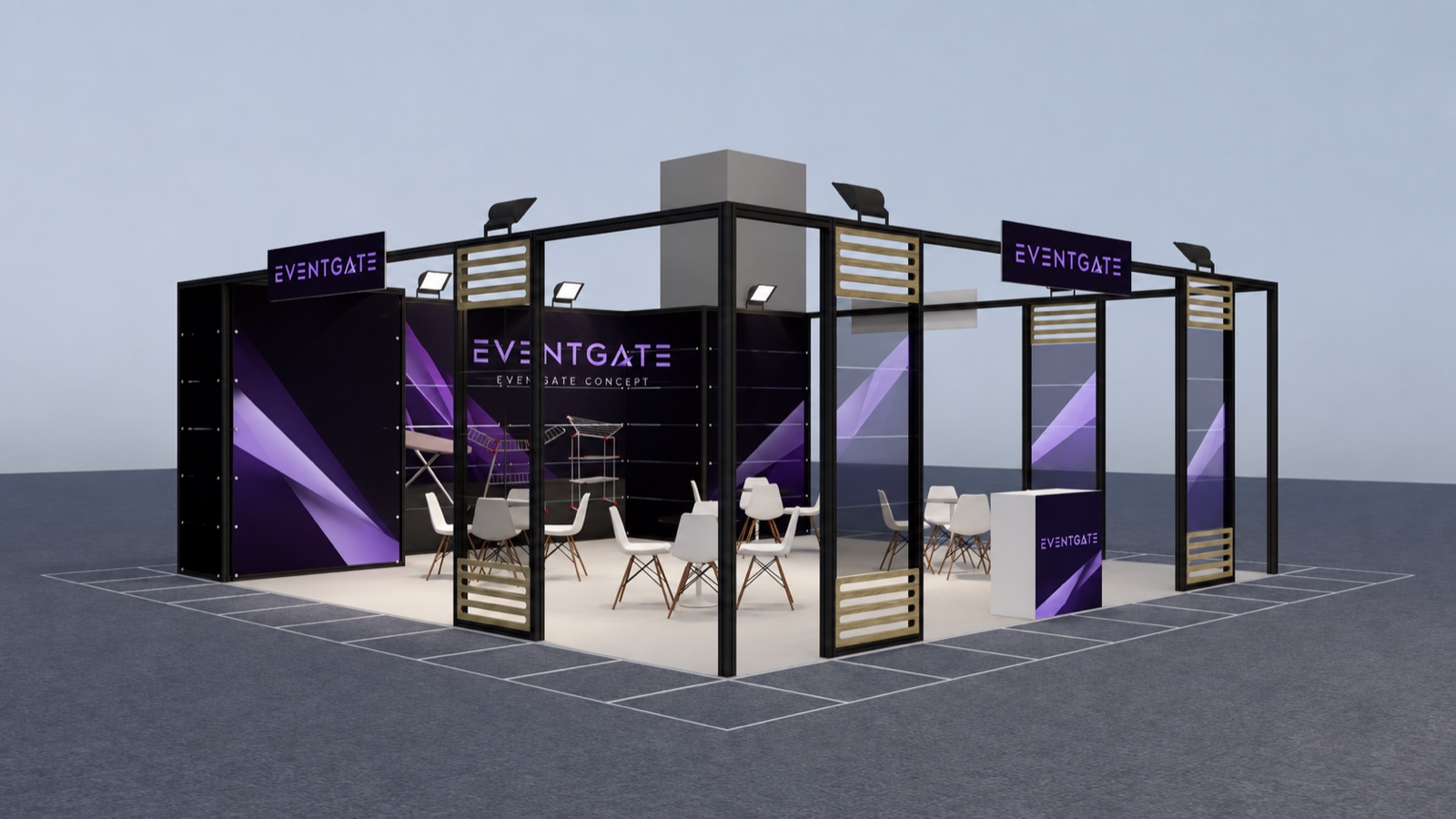 Maksima Stand · 64 m² — Konsept 06 — EVENTGATE Concept tasarım çalışması